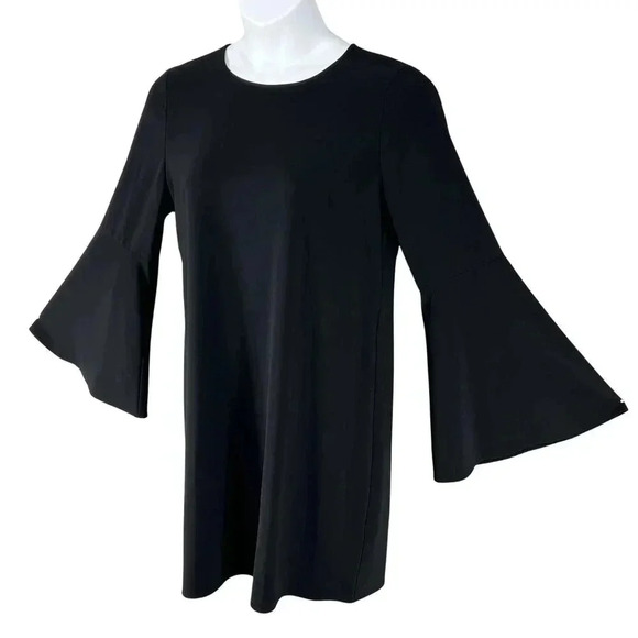 Halogen Womens M Bell Sleeve Black Dress Bow Back Minimalist Fairy & Whimsigoth - Picture 4 of 15